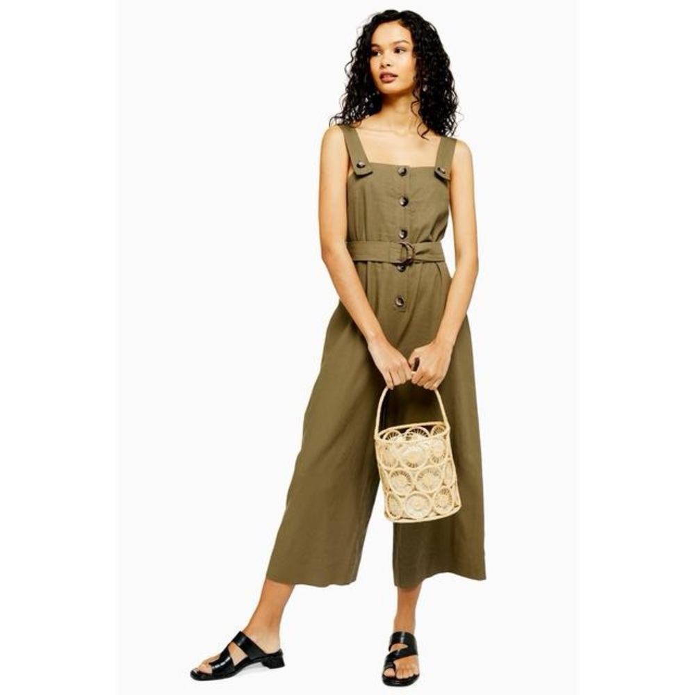 TOPSHOP Linen Jumpsuit - Size 8 / 40